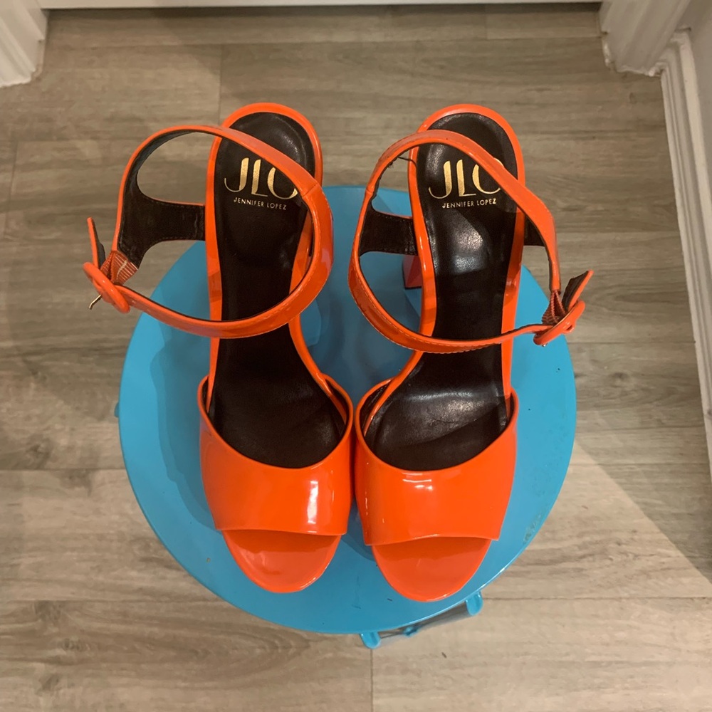 Gently Pre-Owned Jennifer Lopez Vibrant Orange Heels